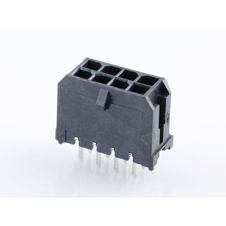 MOLEX Board Connector, 8 Contact(S), 2 Row(S), Male, Straight, Solder Terminal, Locking, Black Insulator,  430450828